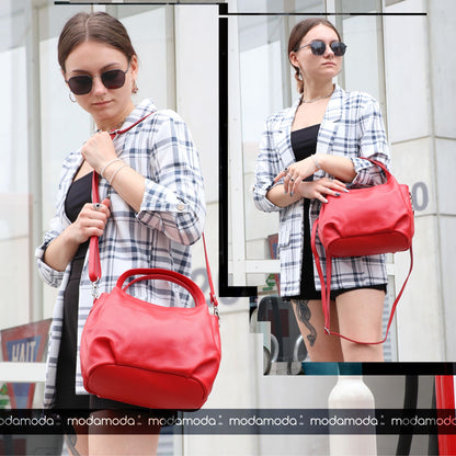 modamoda de T218 Damen Leder Henkeltasche Tragetasche Schultertasche handmade in Italy