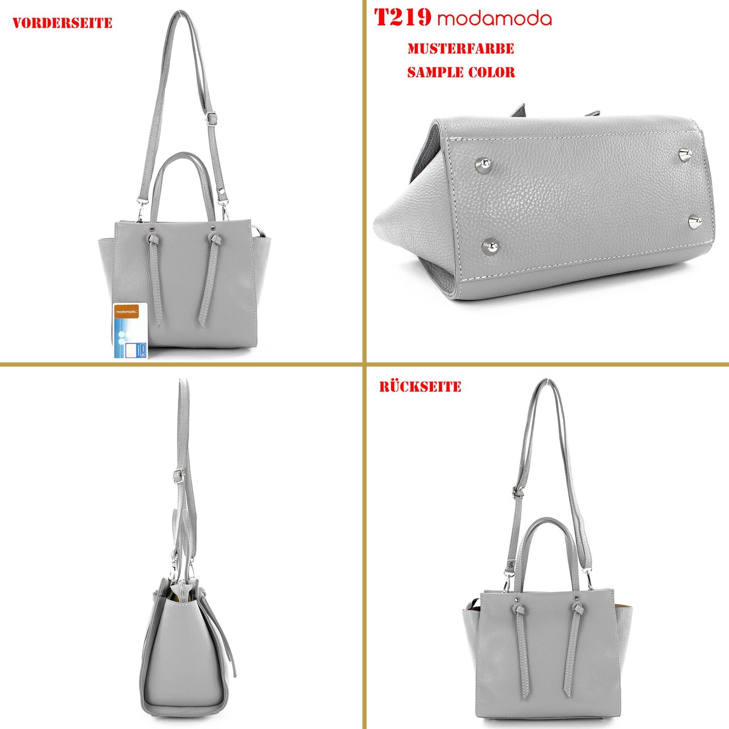 modamoda de T219 Damen Leder Henkeltasche Handtasche Schultertasche handmade in Italy