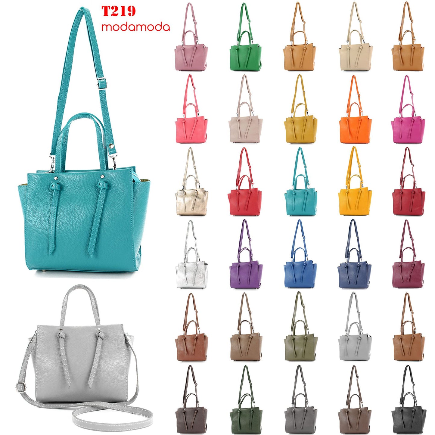 modamoda de T219 Damen Leder Henkeltasche Handtasche Schultertasche handmade in Italy