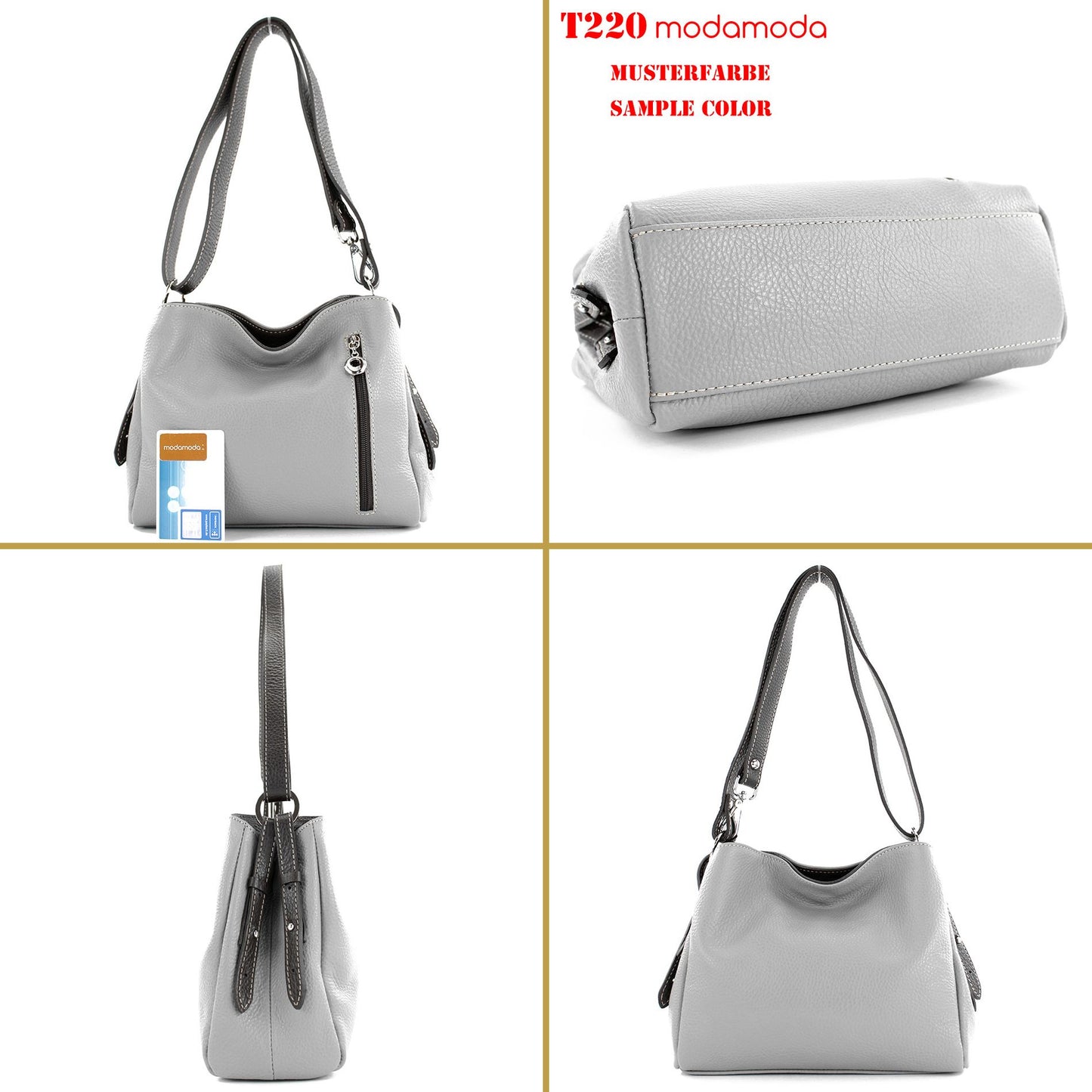 modamoda de T220 Damen Leder Schultertasche Handtasche Klein handmade in Italy