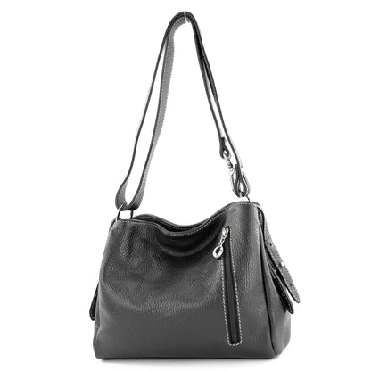 modamoda de T220 Damen Leder Schultertasche Handtasche Klein handmade in Italy