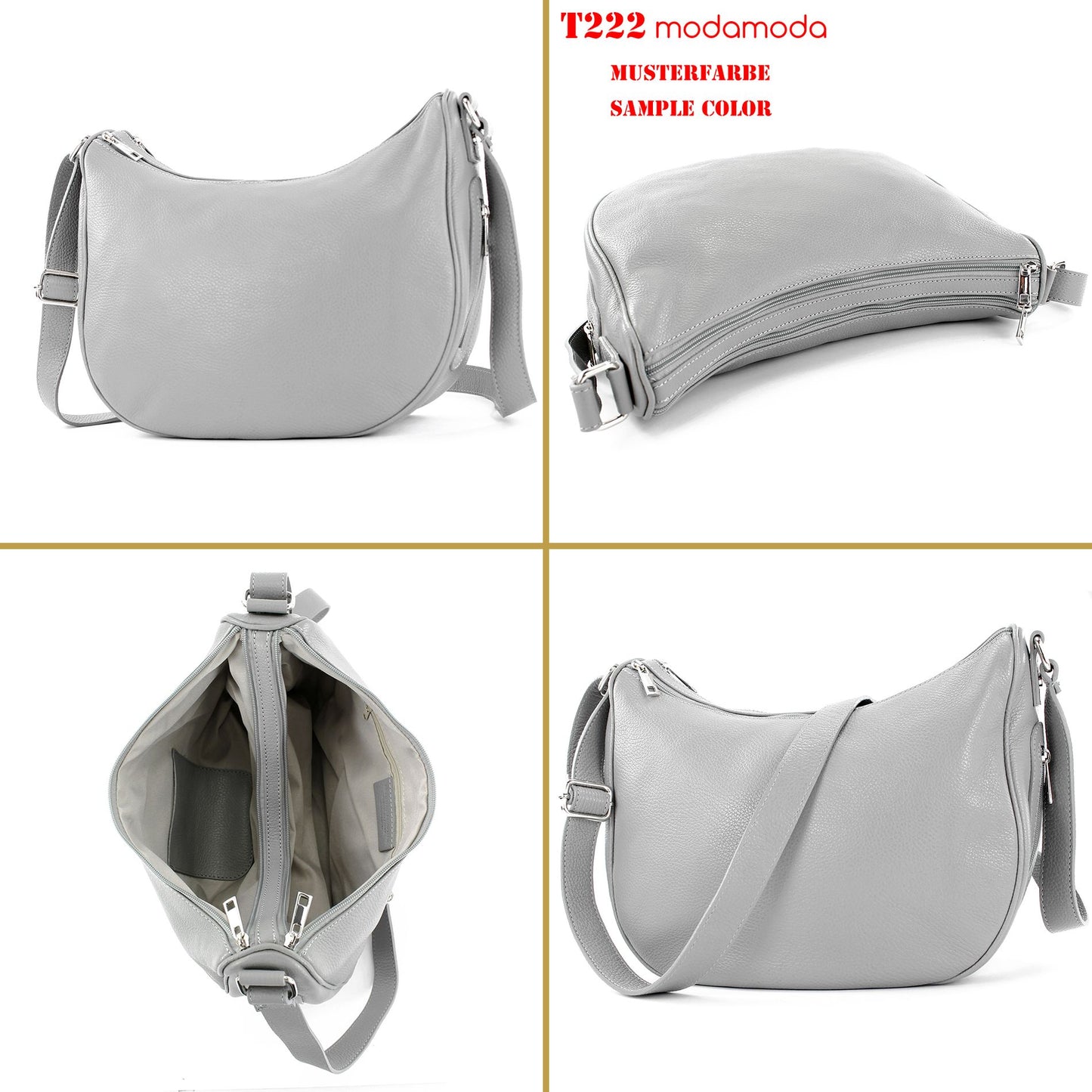 modamoda de T222 Damen Leder Umhängetasche Schultertasche handmade in Italy
