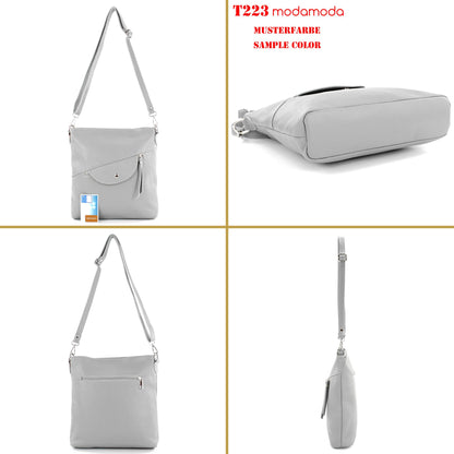 modamoda de T223 Damen Leder Umhängetasche Schultertasche Medium handmade in Italy