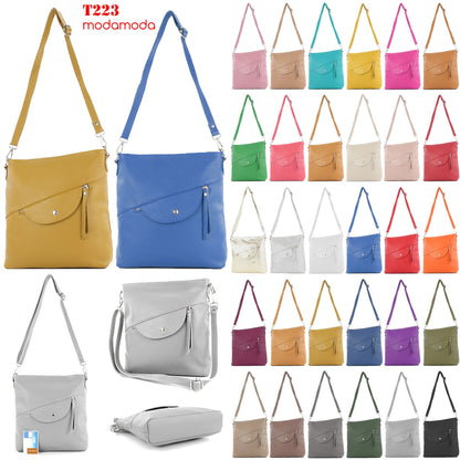 modamoda de T223 Damen Leder Umhängetasche Schultertasche Medium handmade in Italy
