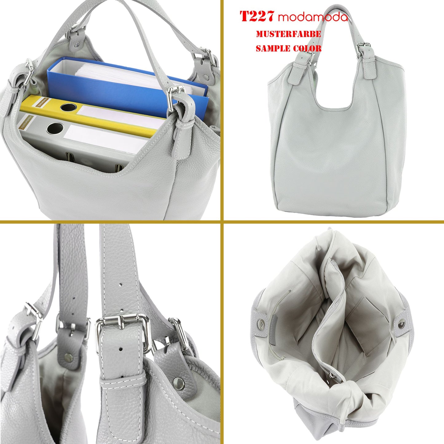 modamoda de T227  Damen Shopper Schultertasche Leder Large handmade in Italy