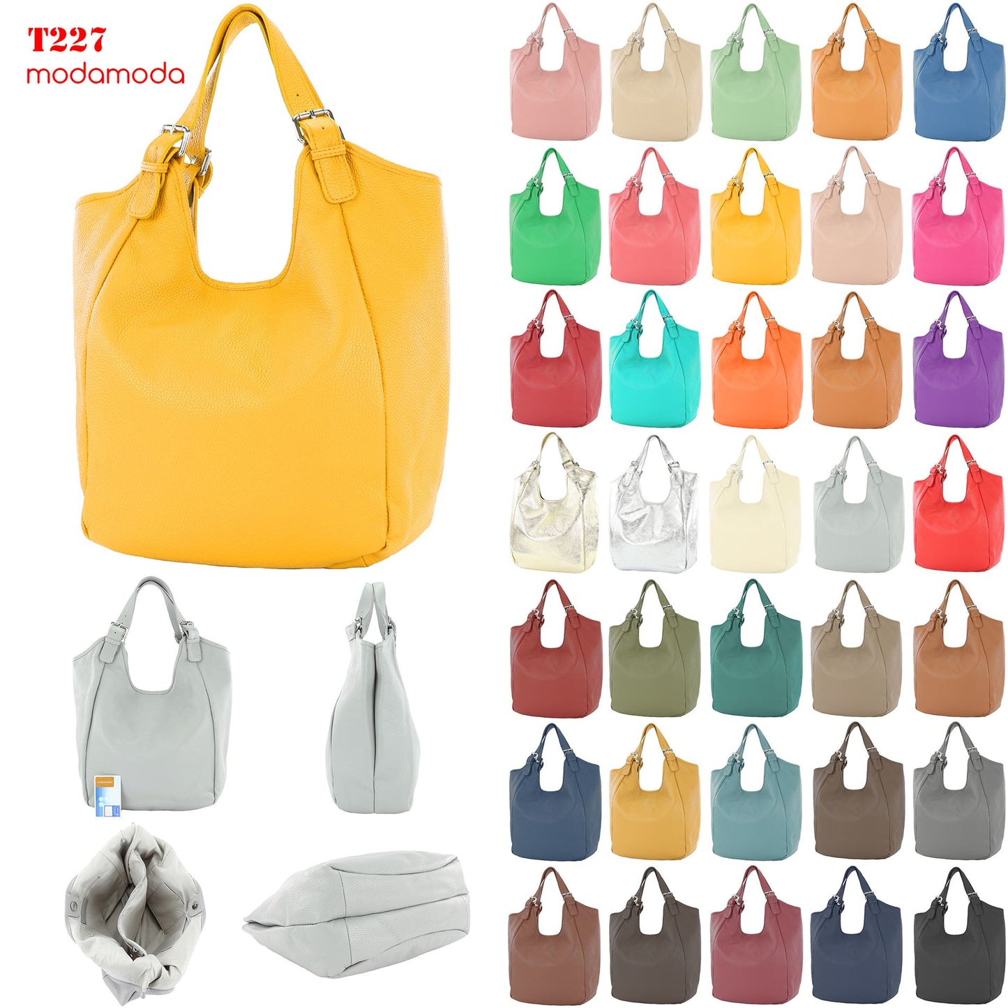modamoda de T227  Damen Shopper Schultertasche Leder Large handmade in Italy