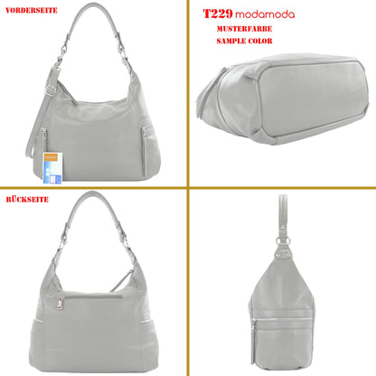 modamoda de T229 Damen Schultertasche Shopper aus Leder Large handmade in Italy