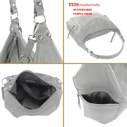 modamoda de T229 Damen Schultertasche Shopper aus Leder Large handmade in Italy