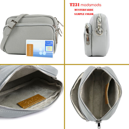 modamoda de - T231 - ital. Umhängetasche Klein Small aus Leder