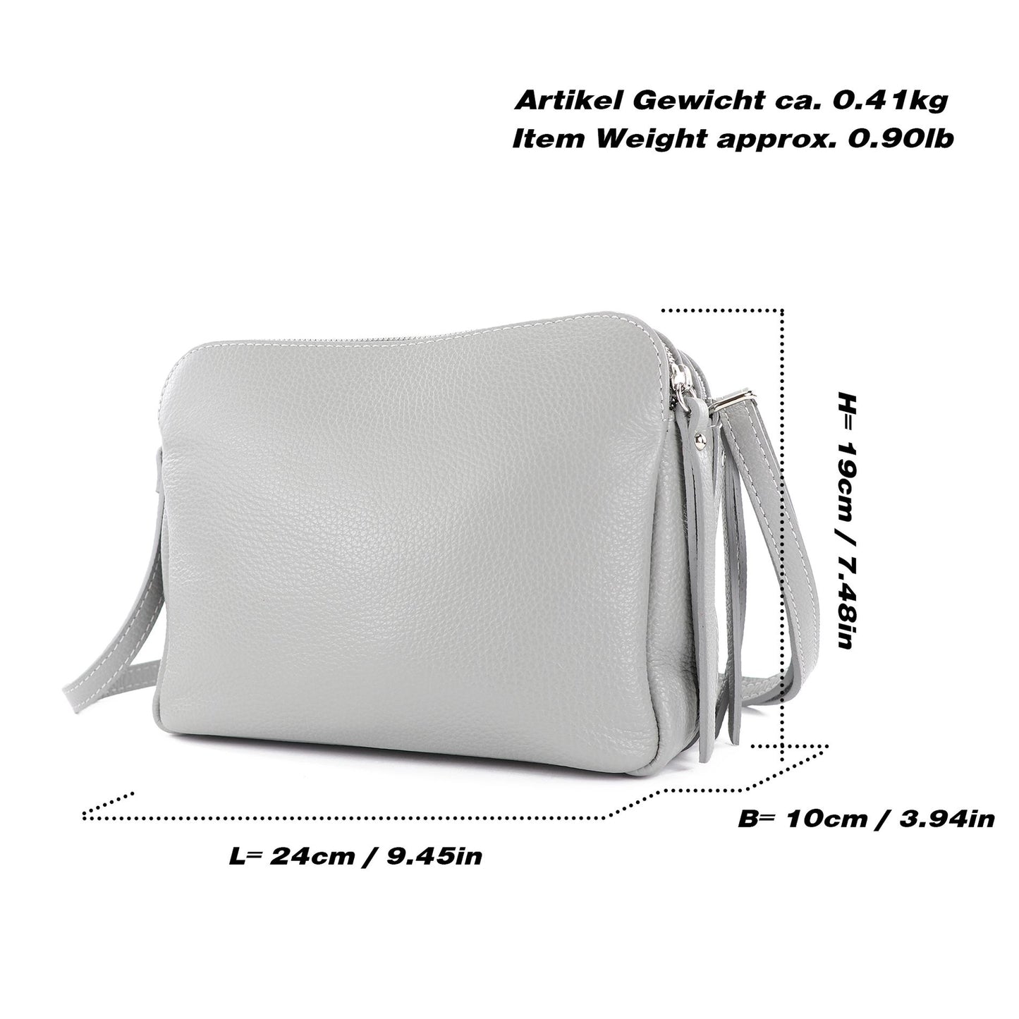 modamoda de - T232 - ital. Damen Umhängetasche Leder Medium
