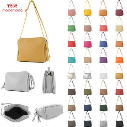 modamoda de - T232 - ital. Damen Umhängetasche Leder Medium