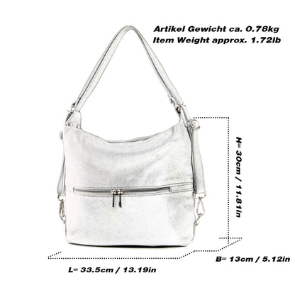modamoda de - T233 - ital. Damen Rucksack Tasche 2in1 aus Leder