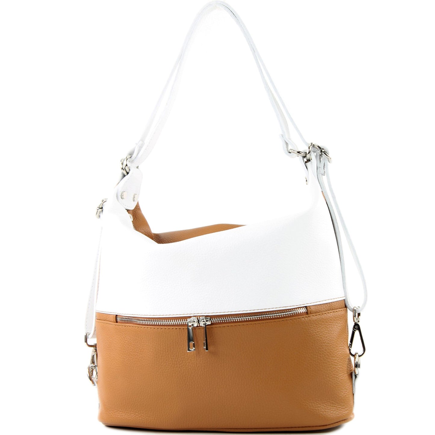 modamoda de - T233 - ital. Damen Rucksack Tasche 2in1 aus Leder
