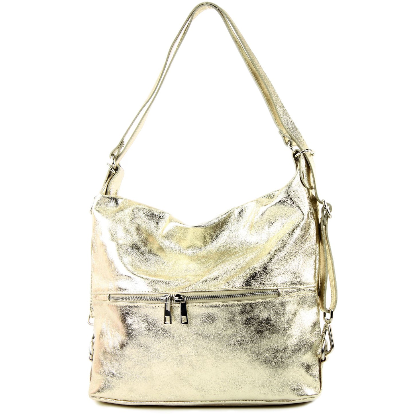 modamoda de - T233 - ital. Damen Rucksack Tasche 2in1 aus Leder