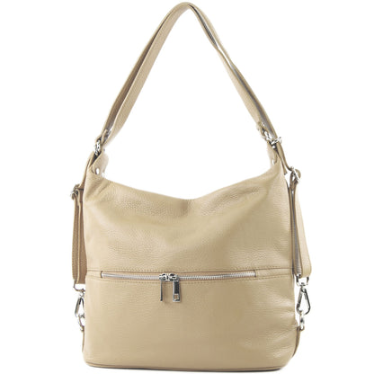 modamoda de - T233 - ital. Damen Rucksack Tasche 2in1 aus Leder