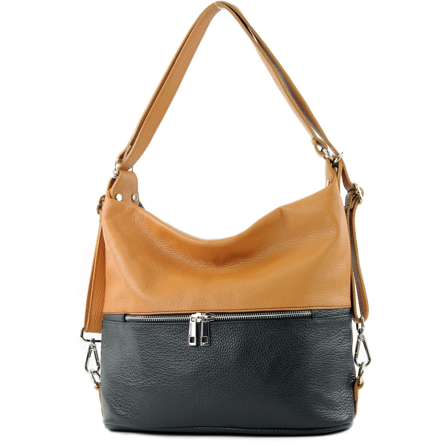 modamoda de - T233 - ital. Damen Rucksack Tasche 2in1 aus Leder