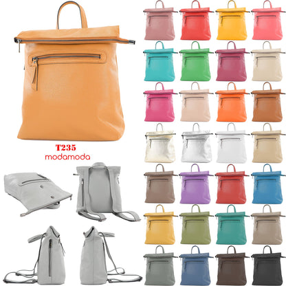 modamoda de - T235 - Damen Rucksack Tasche ital. Echtleder
