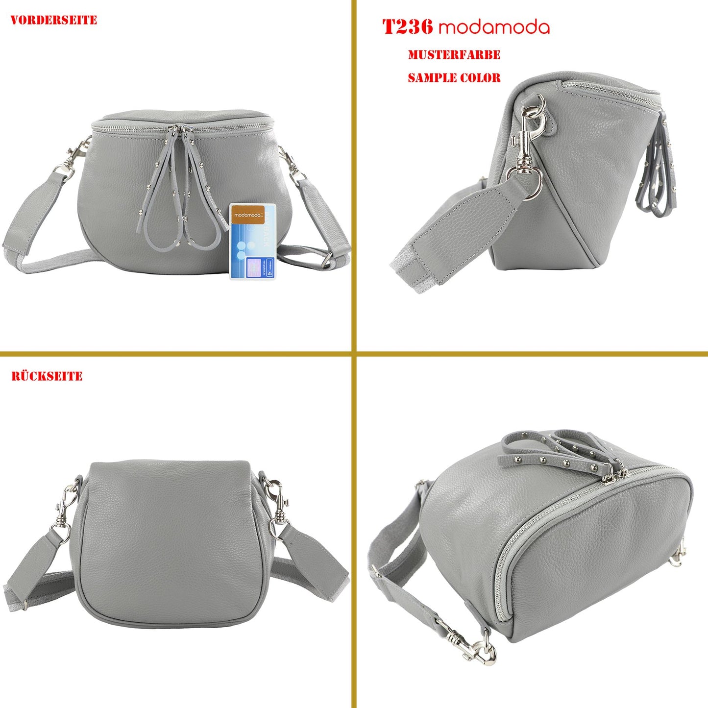 modamoda de - T236 - Umhängetasche Klein Small aus  ital. Leder