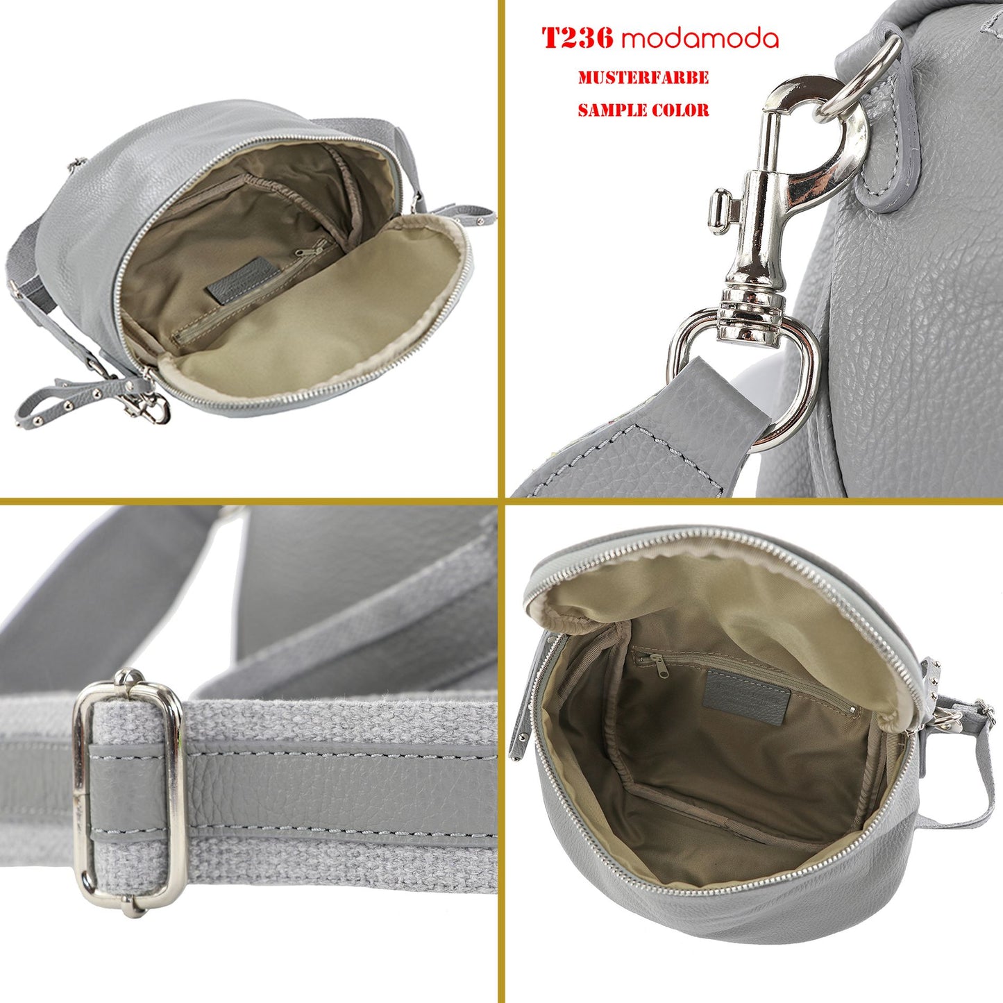 modamoda de - T236 - Umhängetasche Klein Small aus  ital. Leder