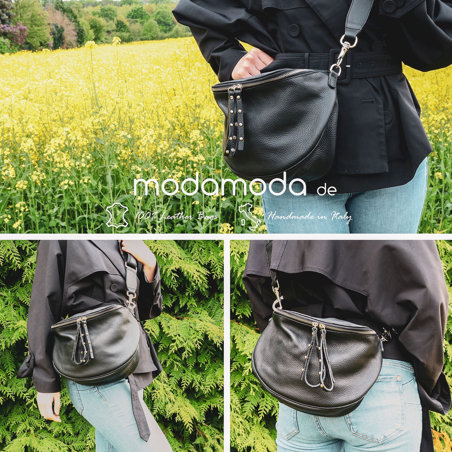 modamoda de - T236 - Umhängetasche Klein Small aus  ital. Leder