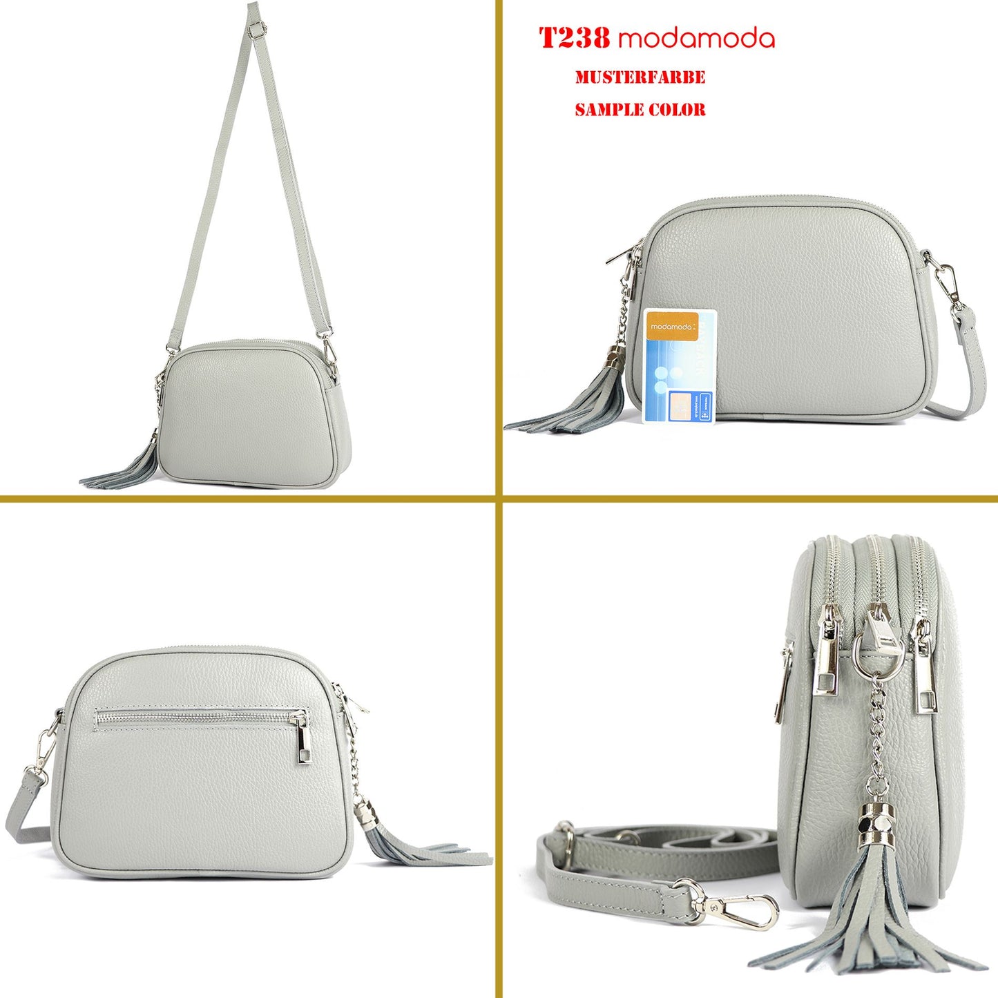 modamoda de - T238 - ital. Damen Umhängetasche Leder Medium