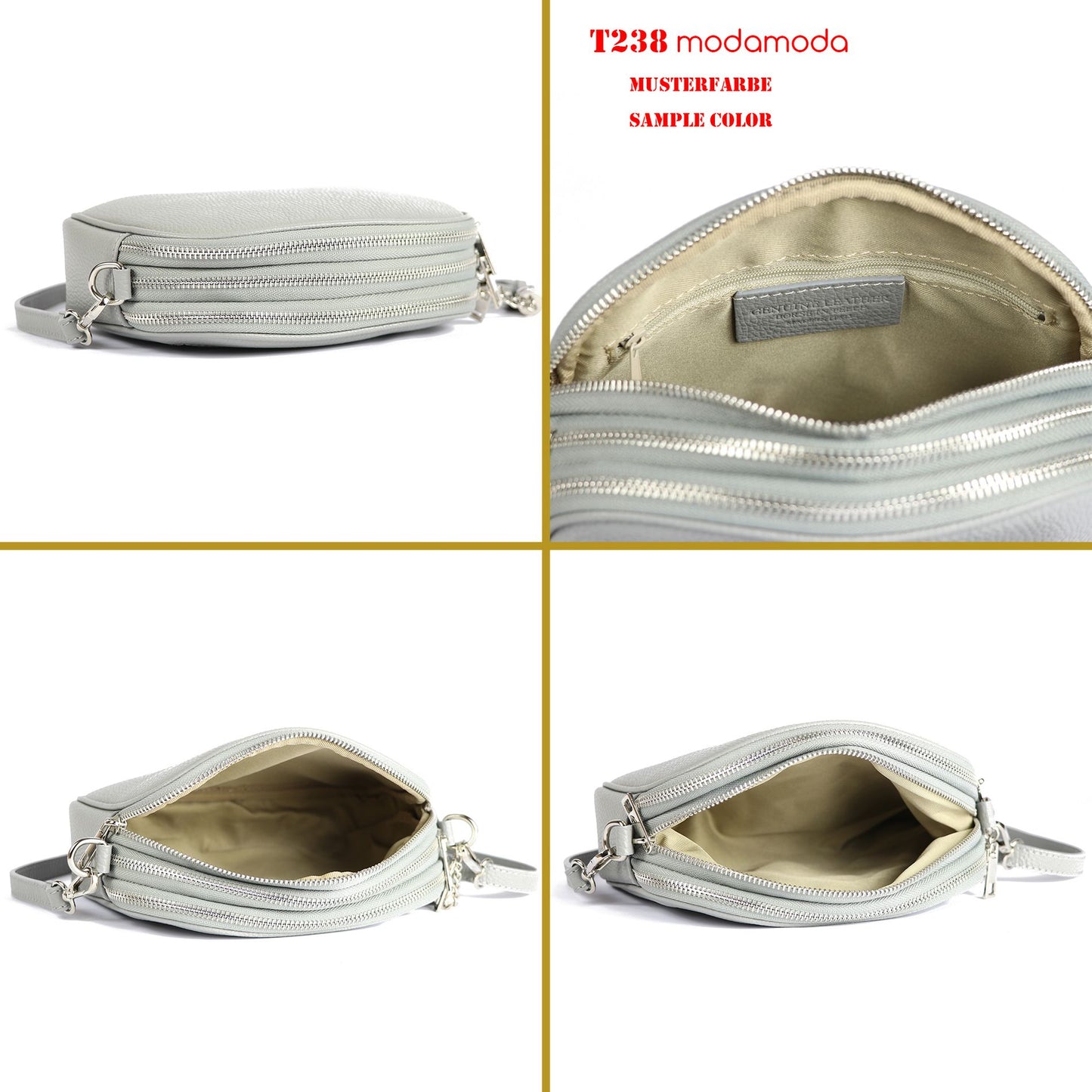 modamoda de - T238 - ital. Damen Umhängetasche Leder Medium