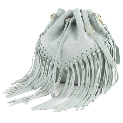 modamoda de -  T239 - ital. Schultertasche Fransen Wildleder