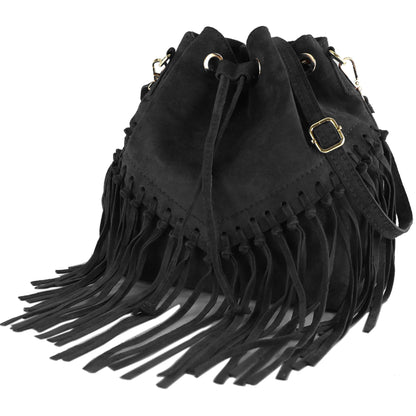 modamoda de -  T239 - ital. Schultertasche Fransen Wildleder