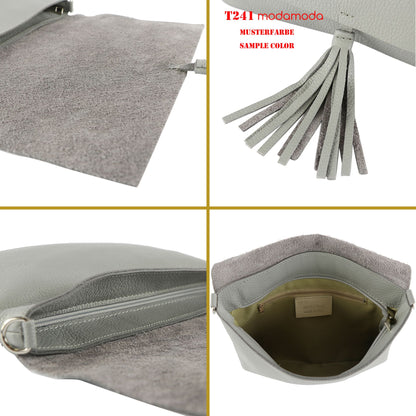 modamoda de - T241 -  ital. Leder Clutch Umhängetasche Medium
