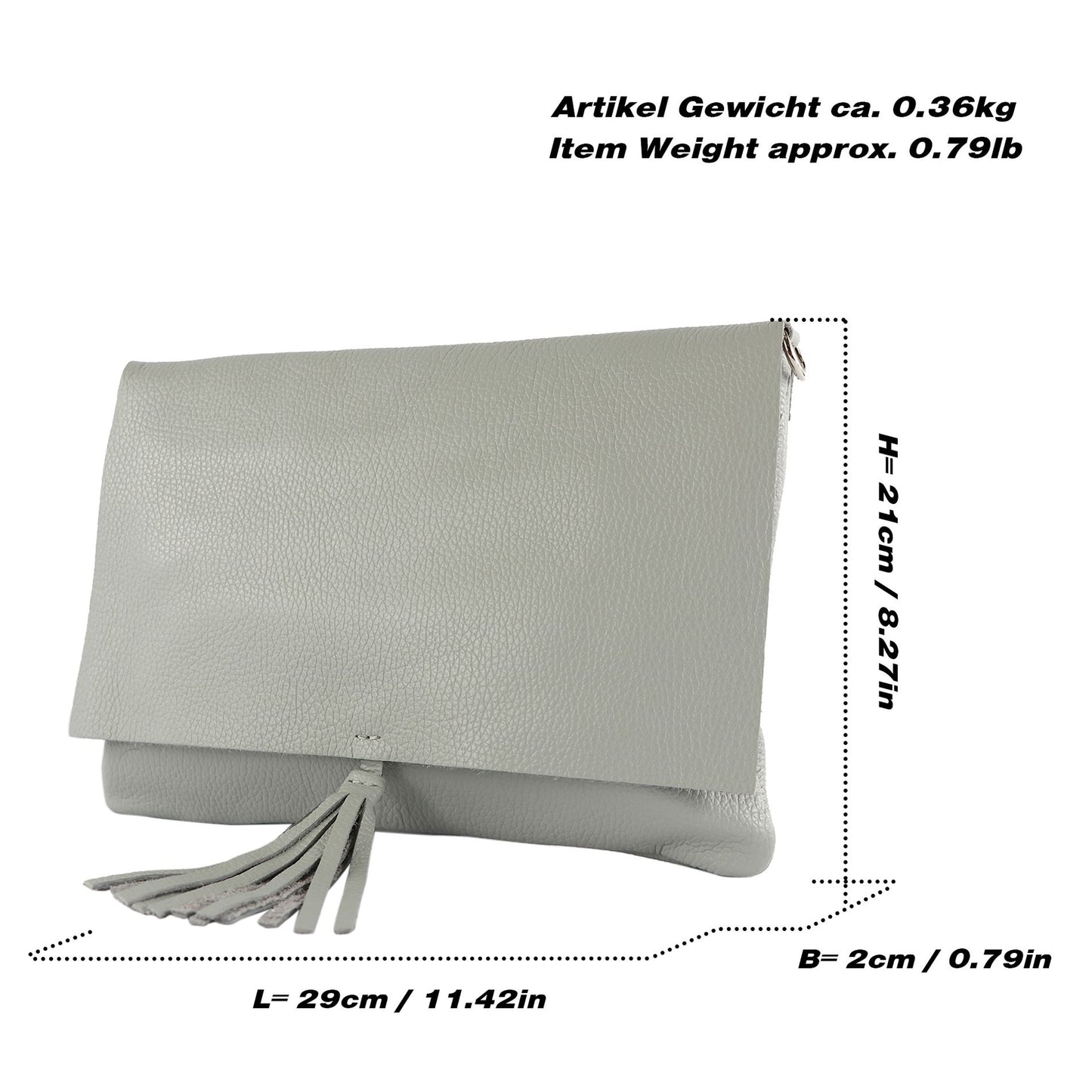modamoda de - T241 -  ital. Leder Clutch Umhängetasche Medium