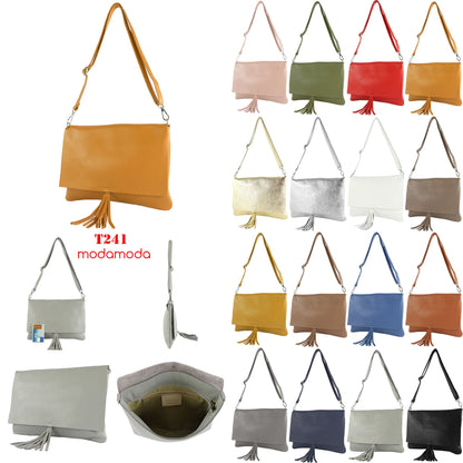 modamoda de - T241 -  ital. Leder Clutch Umhängetasche Medium