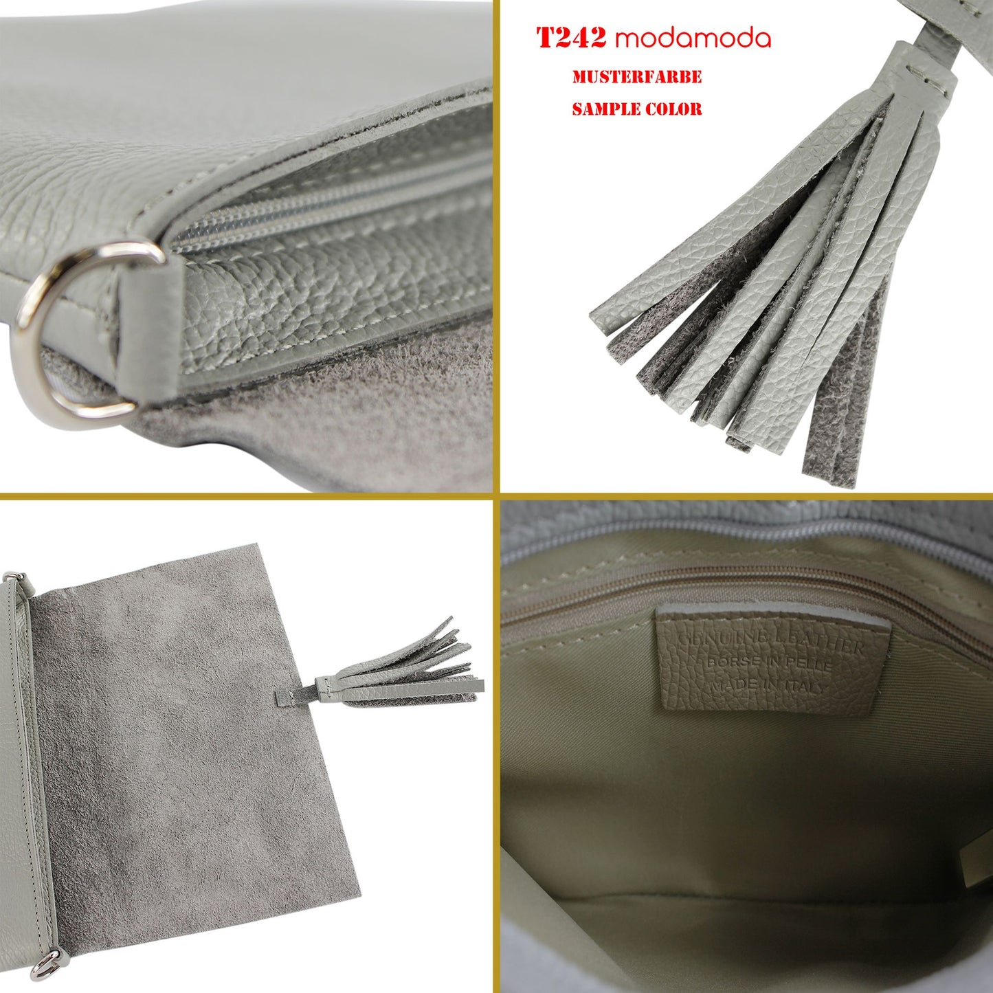 modamoda de - T242 -  ital. Leder Clutch Umhängetasche Small