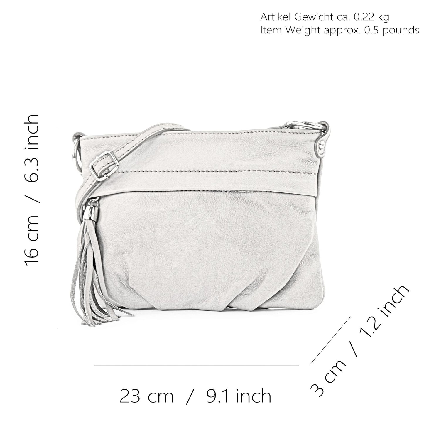 modamoda de - T32 -  ital Umhängetasche Klein aus Nappaleder