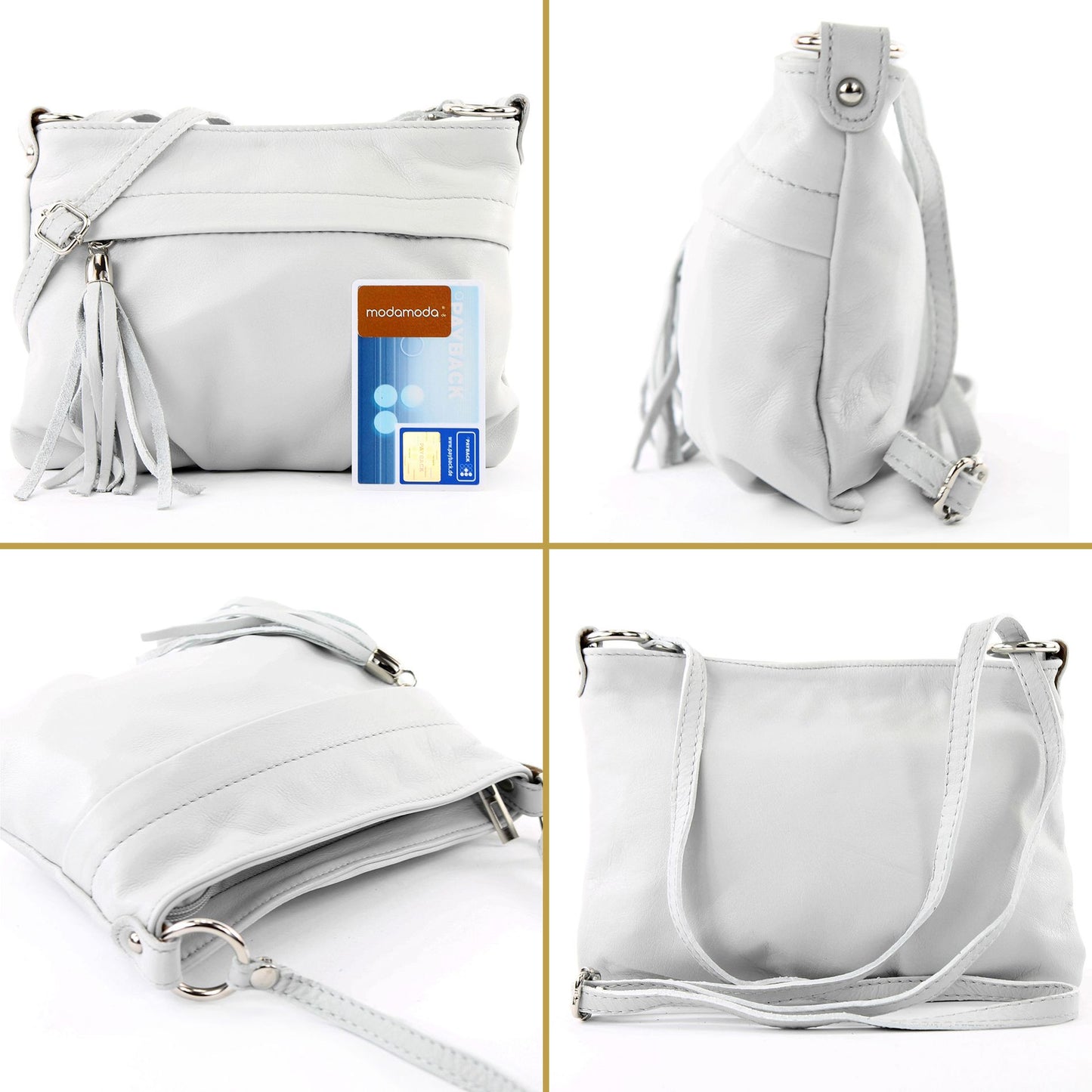 modamoda de - T32 -  ital Umhängetasche Klein aus Nappaleder