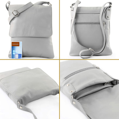 modamoda de - T33 - ital Umhängetasche Schultertasche aus Nappaleder