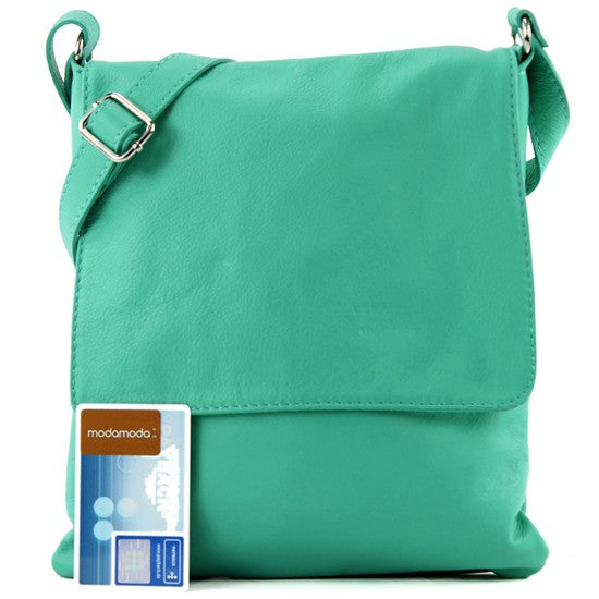 modamoda de - T33 - ital Umhängetasche Schultertasche aus Nappaleder
