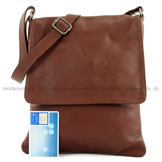 modamoda de - T33 - ital Umhängetasche Schultertasche aus Nappaleder