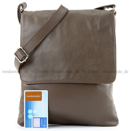 modamoda de - T33 - ital Umhängetasche Schultertasche aus Nappaleder
