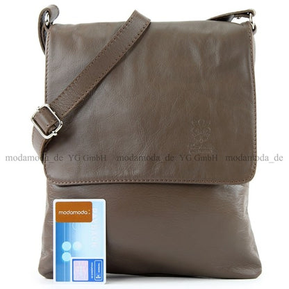 modamoda de - T33 - ital Umhängetasche Schultertasche aus Nappaleder