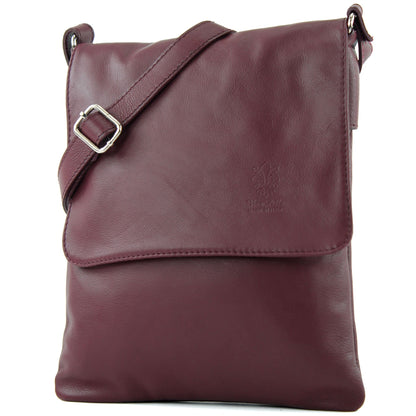 modamoda de - T33 - ital Umhängetasche Schultertasche aus Nappaleder