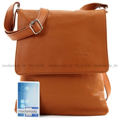 modamoda de - T33 - ital Umhängetasche Schultertasche aus Nappaleder