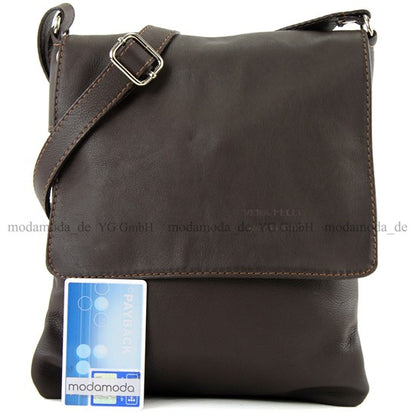 modamoda de - T33 - ital Umhängetasche Schultertasche aus Nappaleder