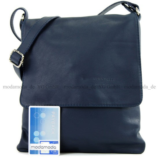 modamoda de - T33 - ital Umhängetasche Schultertasche aus Nappaleder