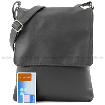 modamoda de - T33 - ital Umhängetasche Schultertasche aus Nappaleder