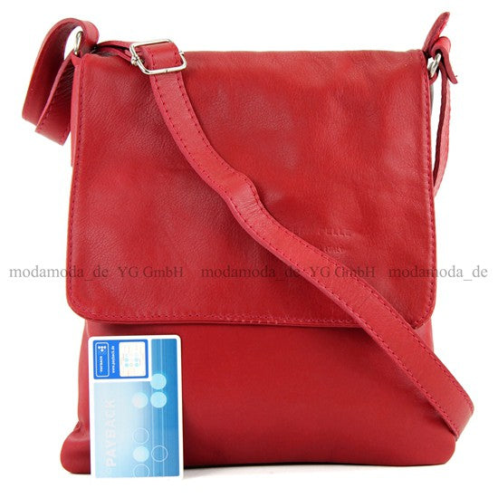 modamoda de - T33 - ital Umhängetasche Schultertasche aus Nappaleder