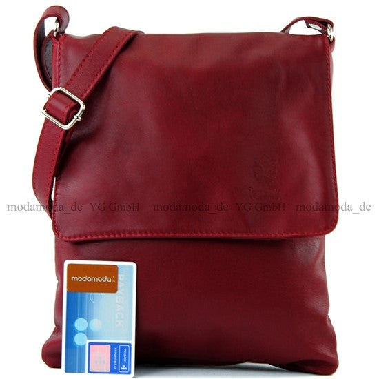 modamoda de - T33 - ital Umhängetasche Schultertasche aus Nappaleder