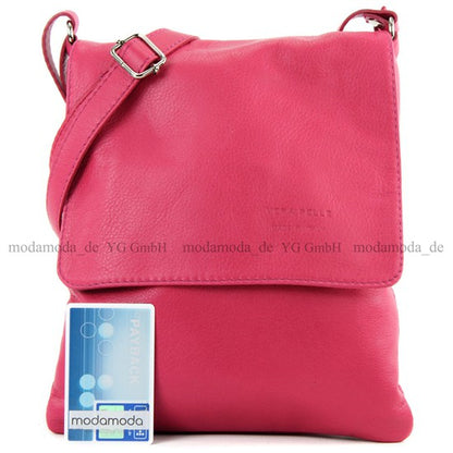 modamoda de - T33 - ital Umhängetasche Schultertasche aus Nappaleder