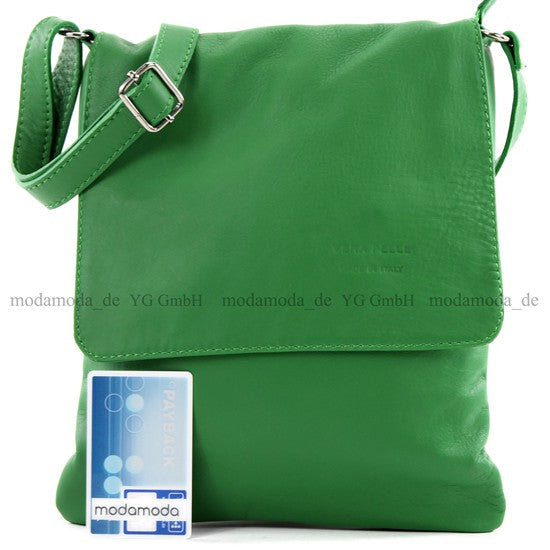 modamoda de - T33 - ital Umhängetasche Schultertasche aus Nappaleder