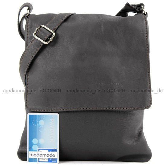 modamoda de - T33 - ital Umhängetasche Schultertasche aus Nappaleder