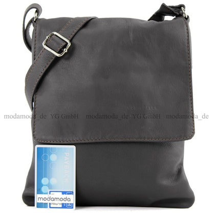 modamoda de - T33 - ital Umhängetasche Schultertasche aus Nappaleder